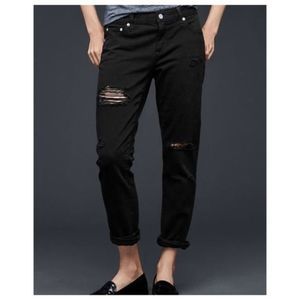Gap 1969 Ripped Girlfriend Distressed Jeans Black Womens Size 28R NWOT
